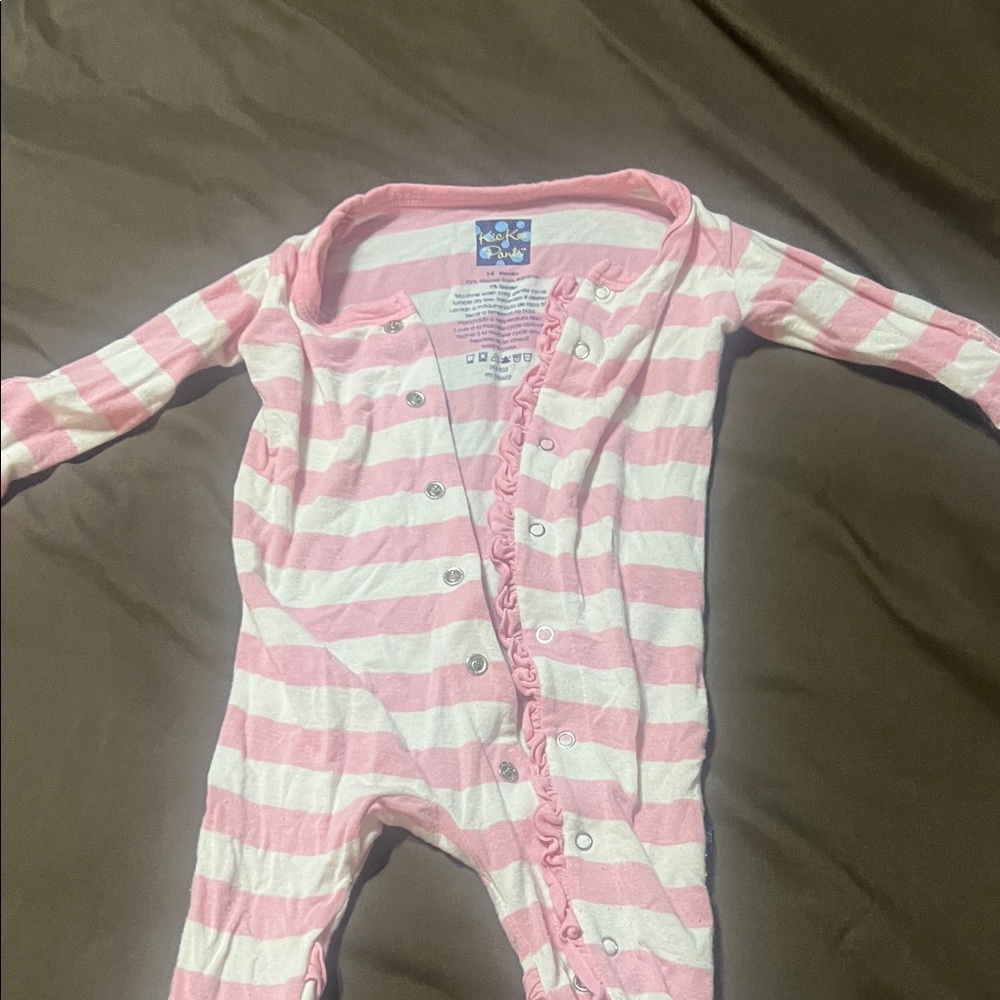 Kickee Pants Pink and White Striped Footie